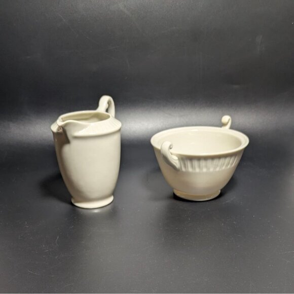 Syracuse China Shelledge Cream Sugar Bowl & Creamer Vintage Porcelain Elegant - Picture 7 of 16